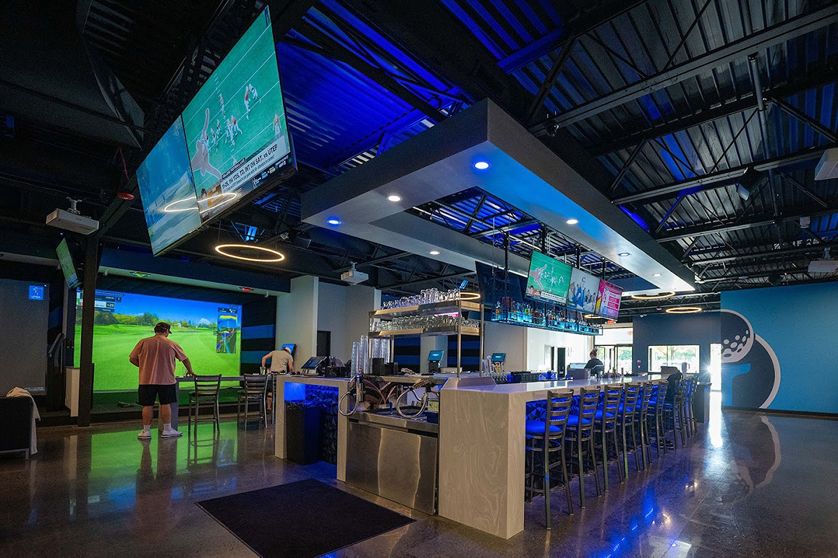 TechoLED Halo Direct Series pendant round LED luminaires in modern interactive office