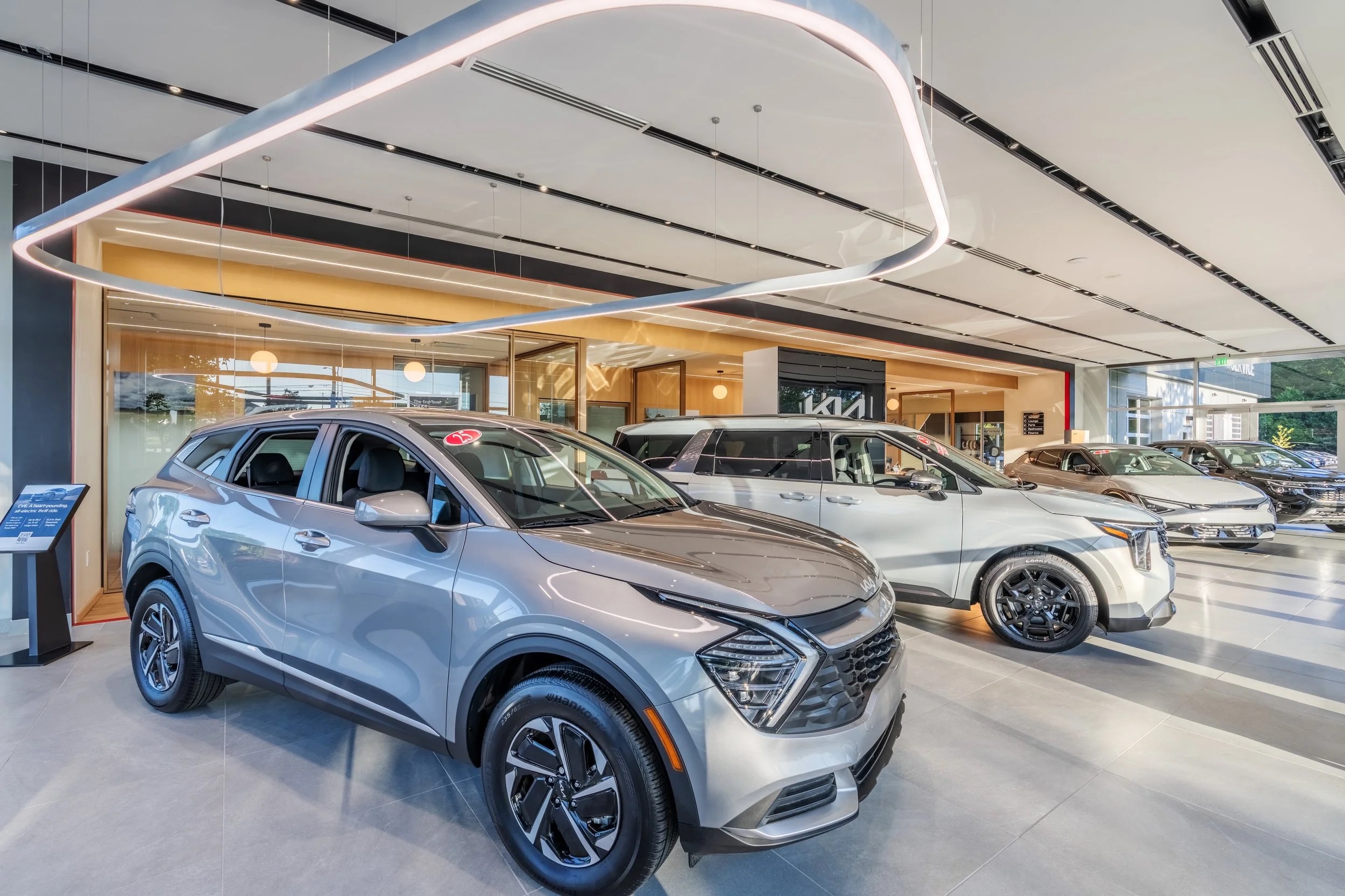 TechoLED BX-CURV fixture at Kia Smithfield showroom