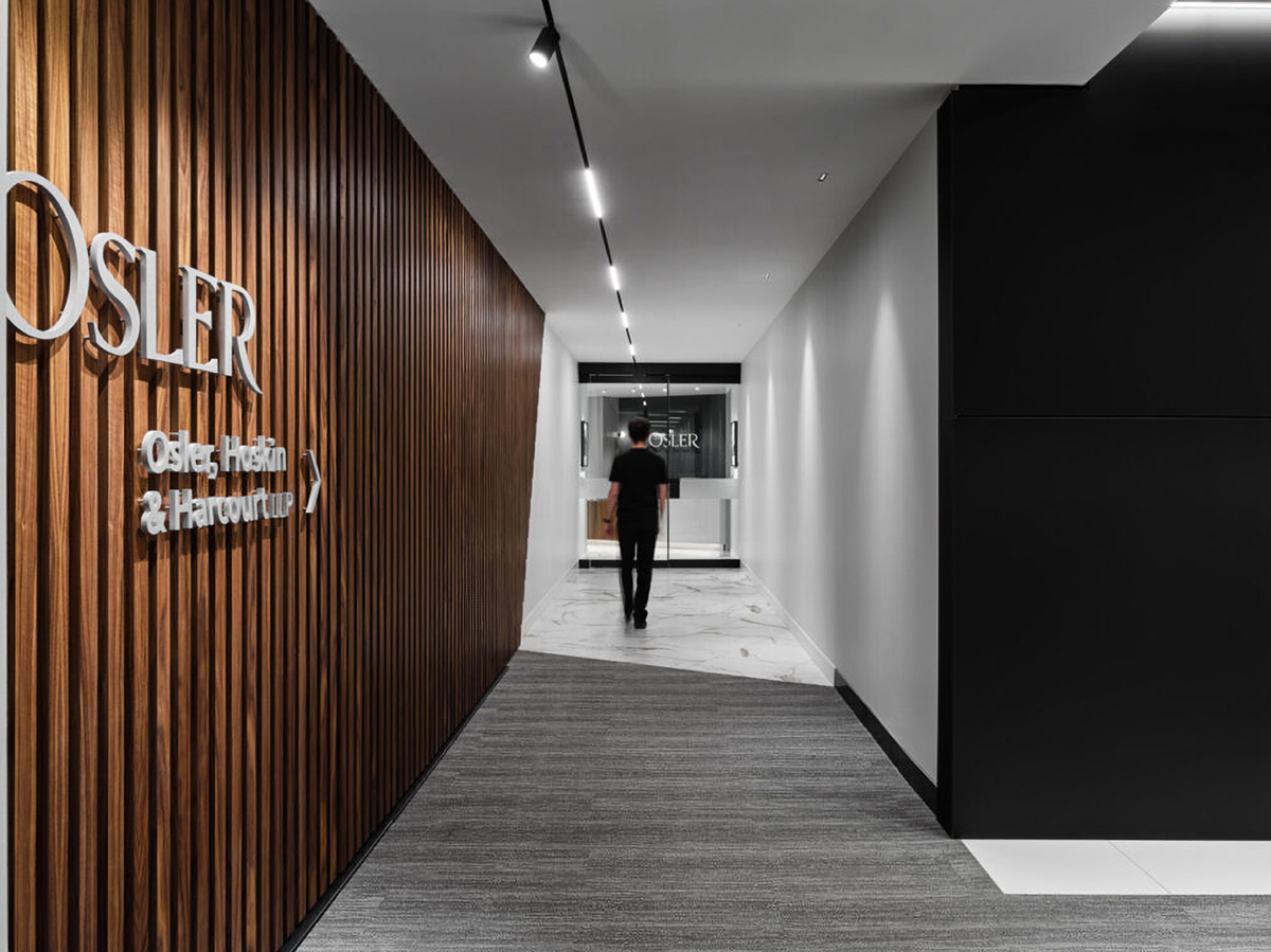 TechoLED Magnetic Track System LED Luminaire with multiple options of modules in Osler office